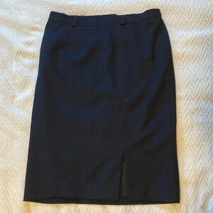 Vintage Aliage Navy 100% Wool  Pencil Skirt 14 Lined Milimalist Classic Workwear